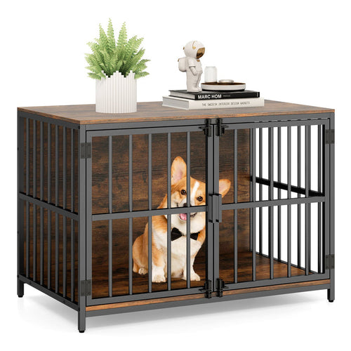 40 Inch Dog Crate Furniture Dog Kennel with Dual Lockable Double Doors