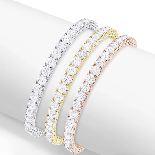 6ctw Created White Sapphire Tennis Bracelet - 3mm Stones - 14K Gold Overlay in White, Yellow or Rose Gold