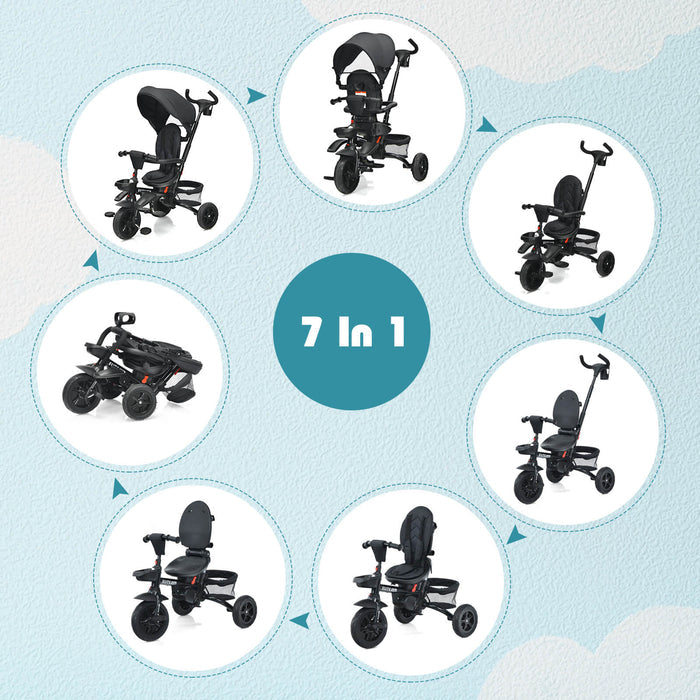 7-in-1 Detachable Baby Stroller with Canopy and Safety Harness