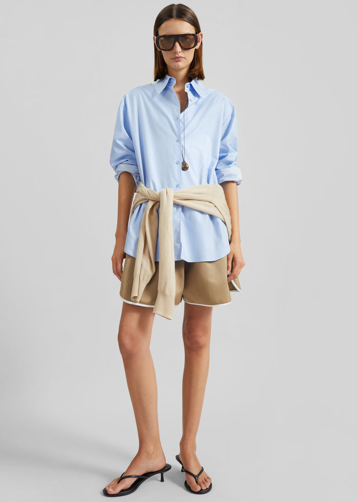 Adia Satin Boxer Shorts - Beige