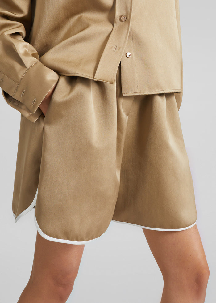 Adia Satin Boxer Shorts - Beige