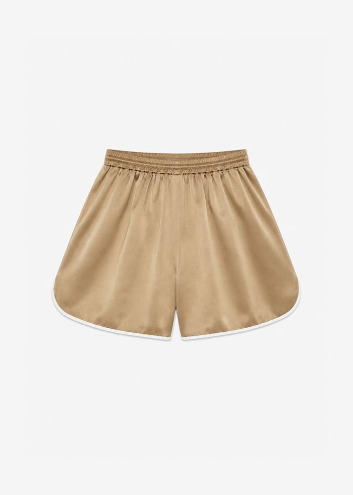 Adia Satin Boxer Shorts - Beige