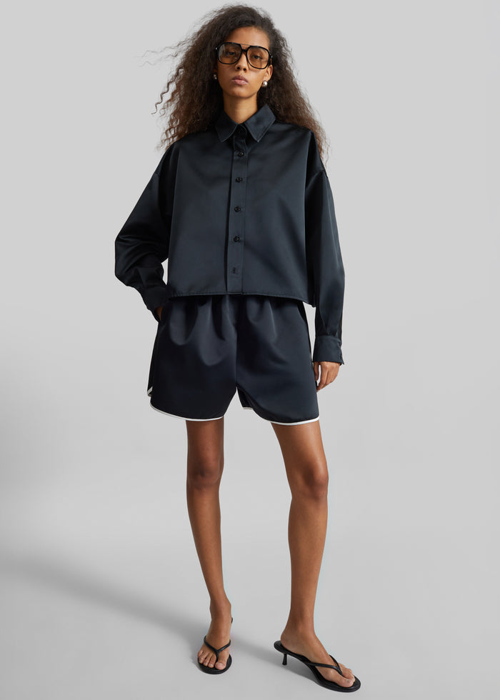 Adia Satin Boxer Shorts - Black
