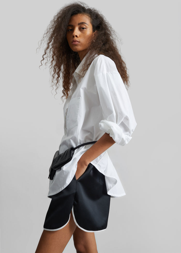 Adia Satin Boxer Shorts - Black