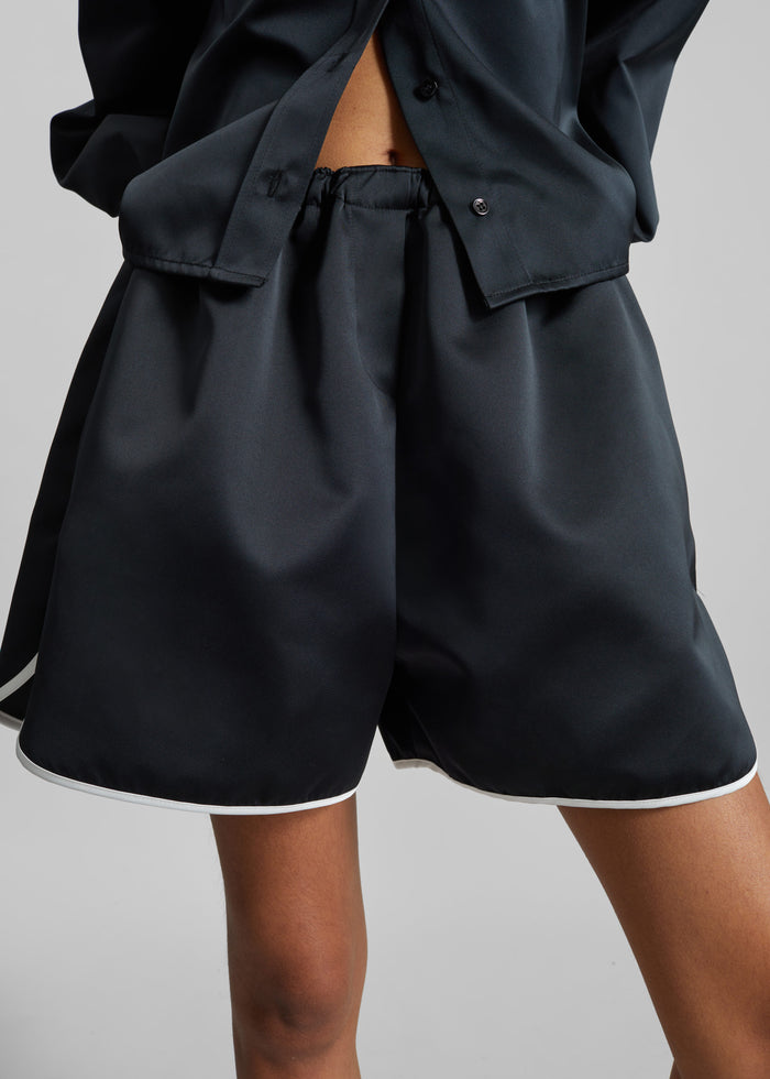Adia Satin Boxer Shorts - Black
