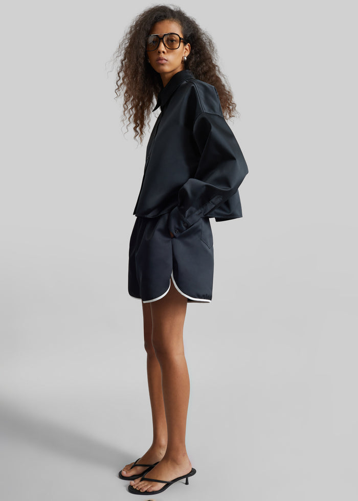 Adia Satin Boxer Shorts - Black