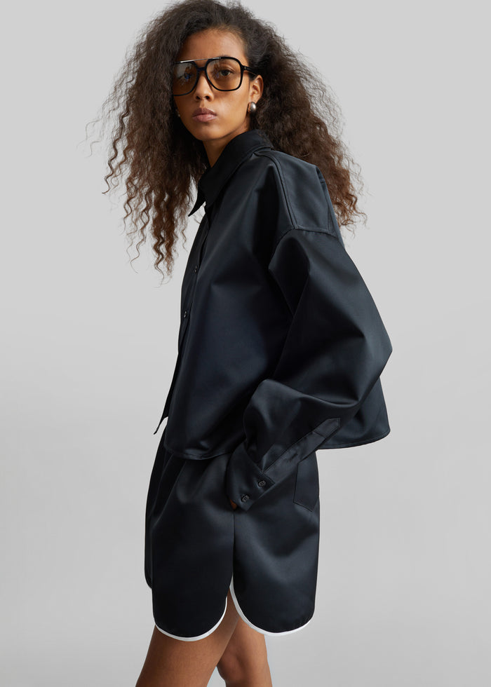 Adia Satin Boxer Shorts - Black