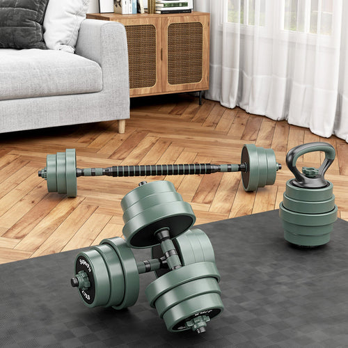 Adjustable Weight Dumbbell Set with Connector-Black & Gray