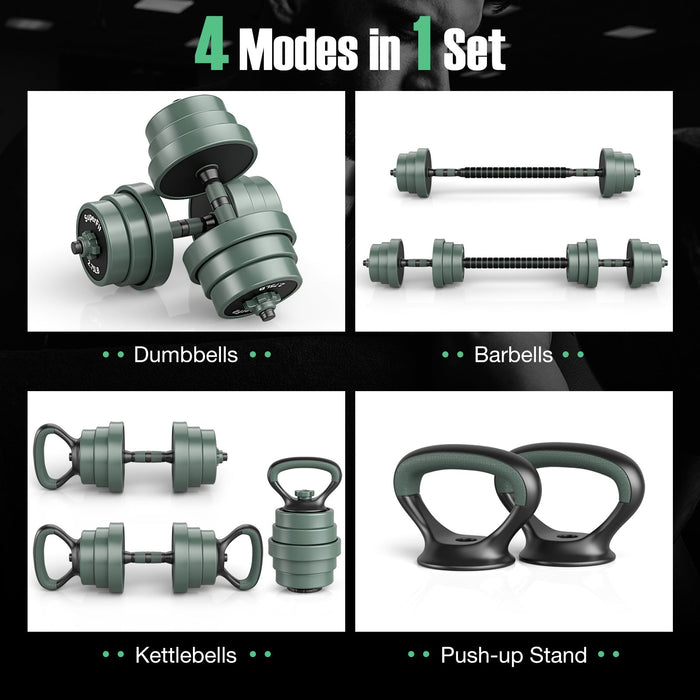 Adjustable Weight Dumbbell Set with Connector-Black & Gray