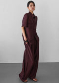 Aduna Satin Pleated Trousers - Burgundy
