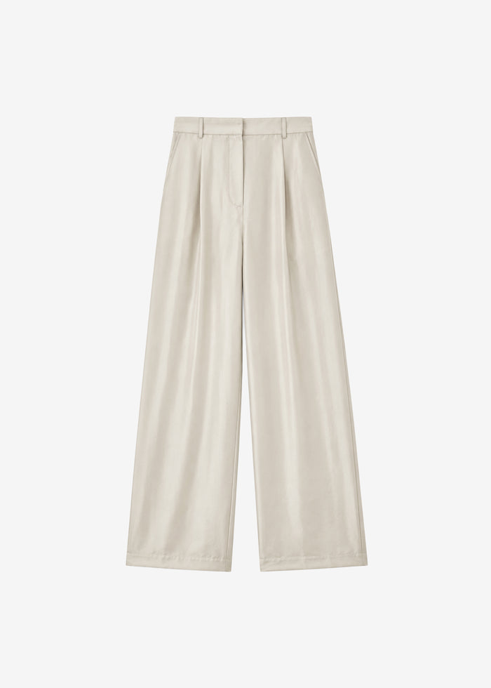 Aduna Satin Pleated Trousers - Light Beige