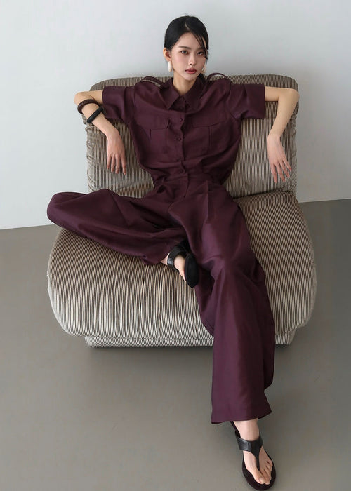 Aduna Satin Utility Shirt - Burgundy