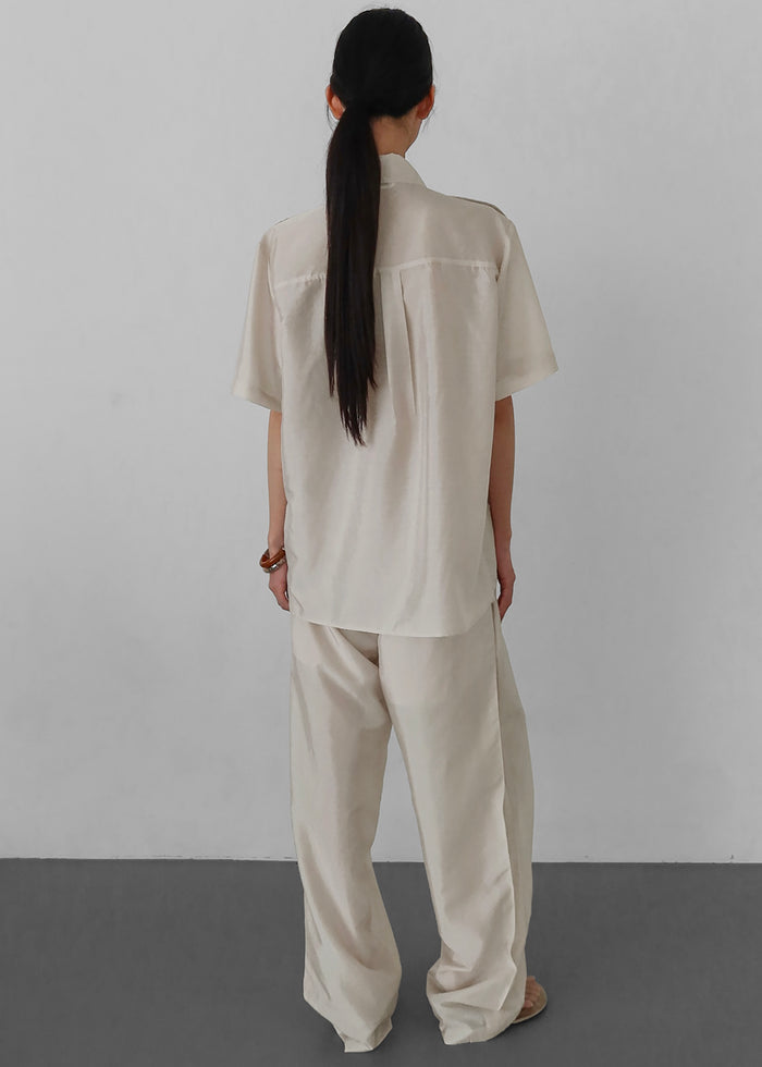 Aduna Satin Utility Shirt - Light Beige