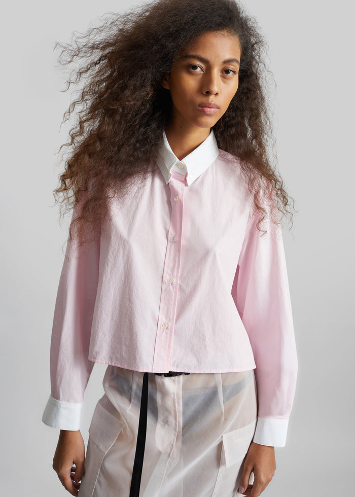 Aix Cropped Boxy Shirt - Pink