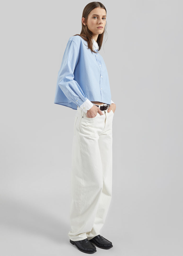 Aix Cropped Boxy Shirt - Sky Blue