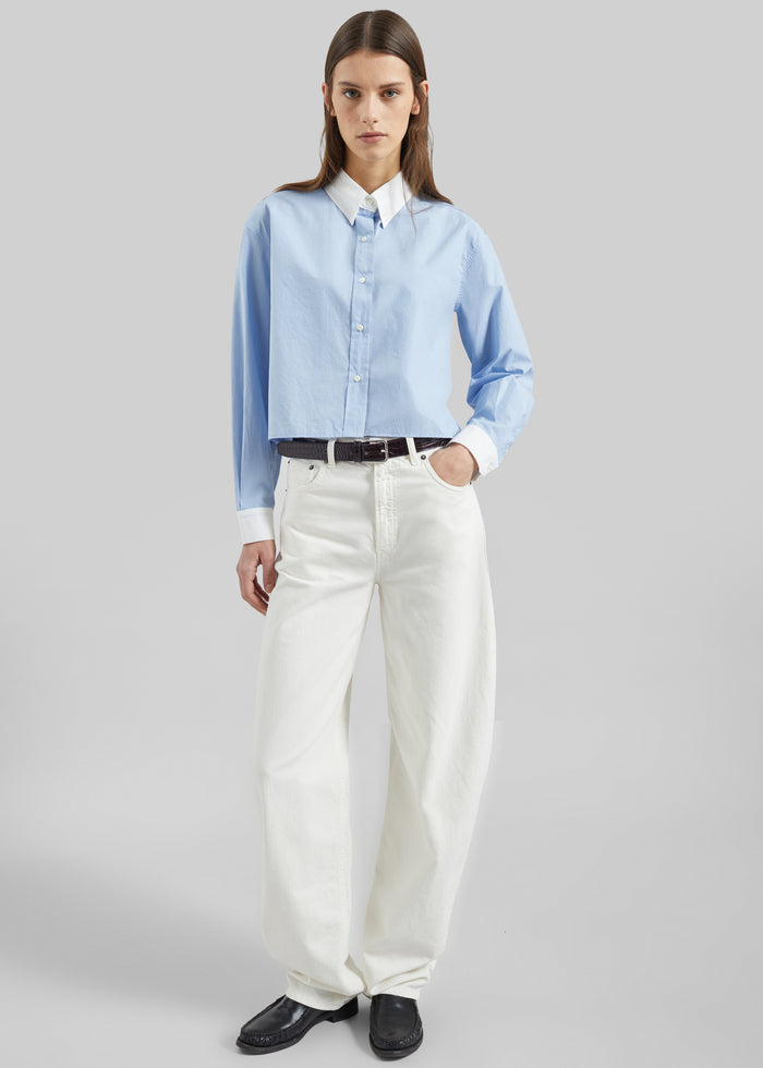 Aix Cropped Boxy Shirt - Sky Blue