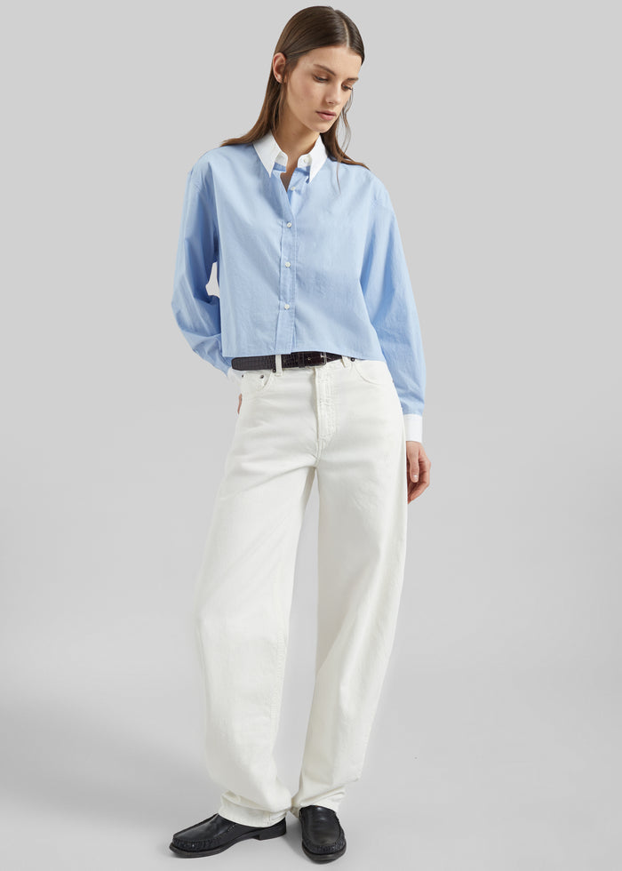 Aix Cropped Boxy Shirt - Sky Blue