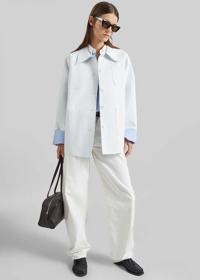 Aix Cropped Boxy Shirt - Sky Blue