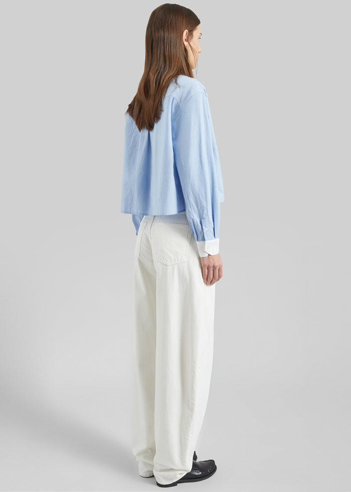 Aix Cropped Boxy Shirt - Sky Blue