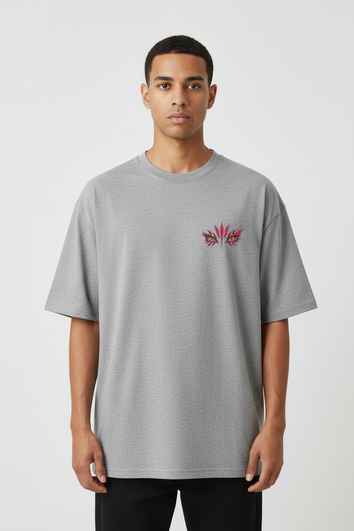 Akaza Eye Design Grey Melange Front