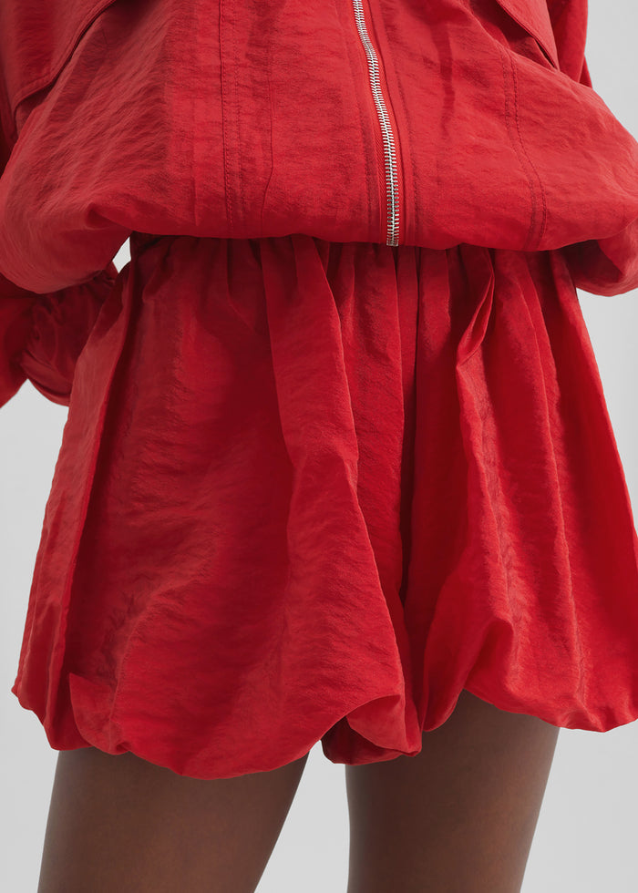 Alina Bubble Hem Shorts - Red