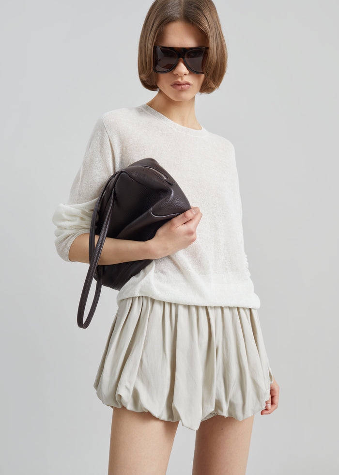 Alina Linen Bubble Hem Shorts - Light Beige