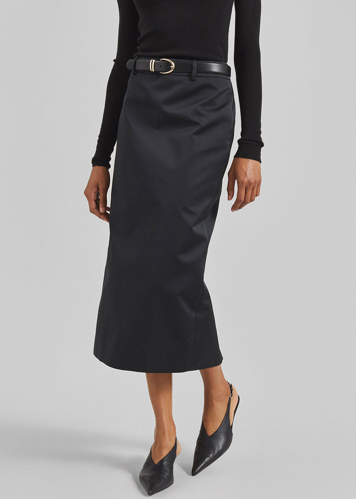 Alrose Satin Midi Skirt - Black
