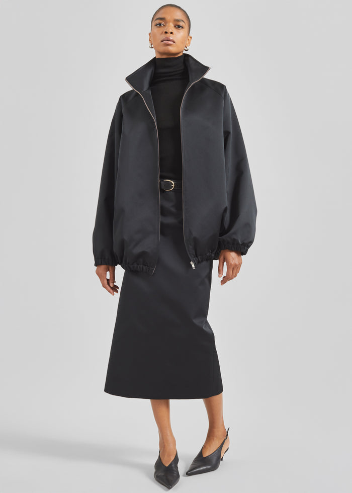 Alrose Satin Midi Skirt - Black