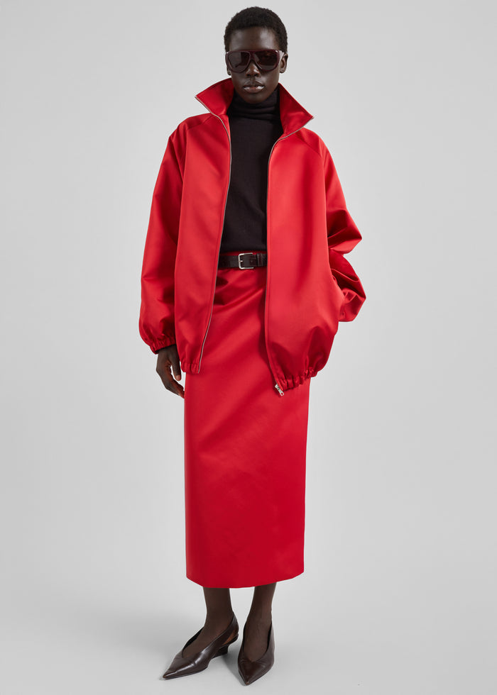 Alrose Satin Midi Skirt - Red