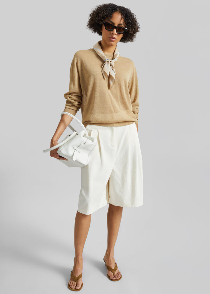 Altea Pleated Bermuda Shorts - Ivory