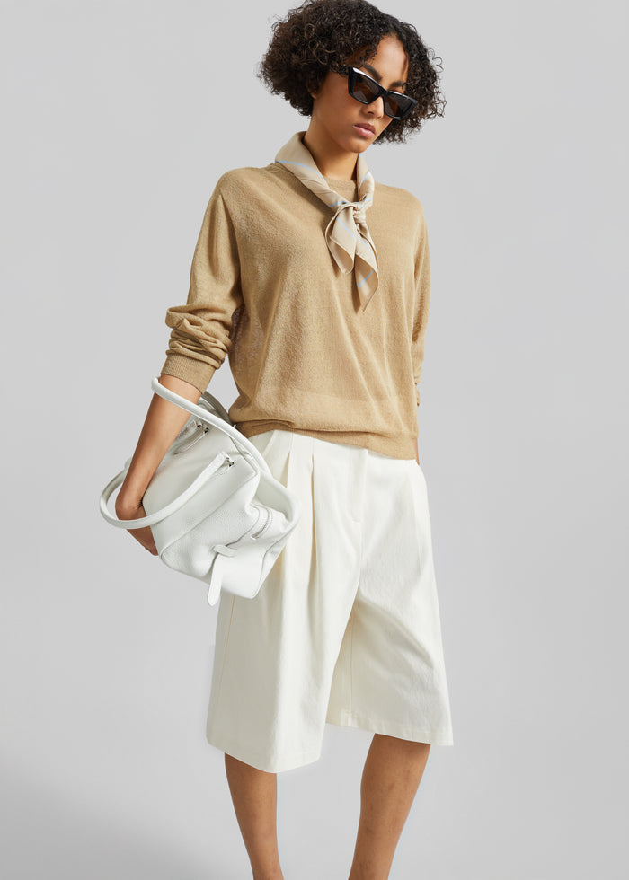 Altea Pleated Bermuda Shorts - Ivory