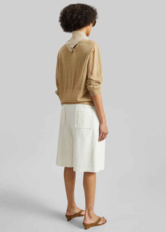 Altea Pleated Bermuda Shorts - Ivory