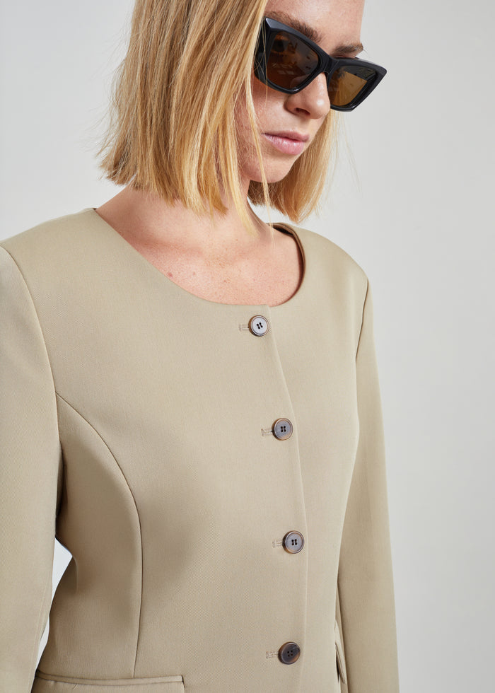 Amboise Collarless Blazer - Beige
