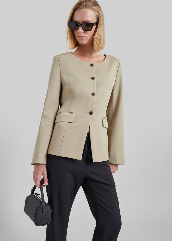 Amboise Collarless Blazer - Beige