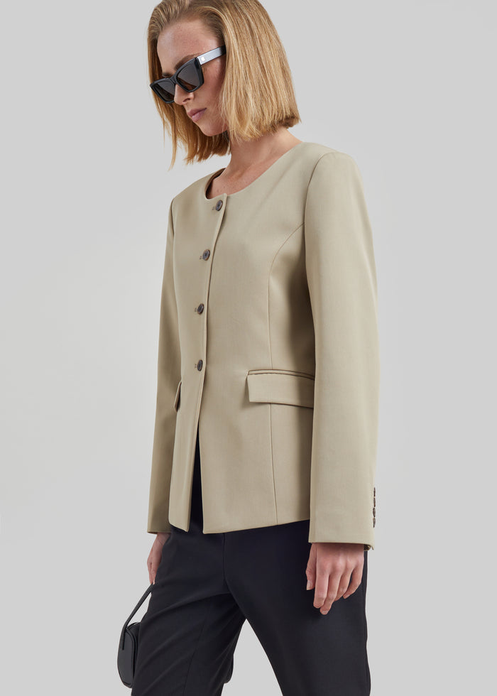 Amboise Collarless Blazer - Beige