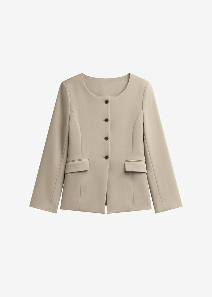 Amboise Collarless Blazer - Beige