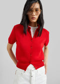 Amelot Knit Short Sleeve Cardigan - Red