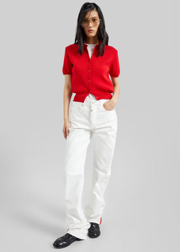 Amelot Knit Short Sleeve Cardigan - Red