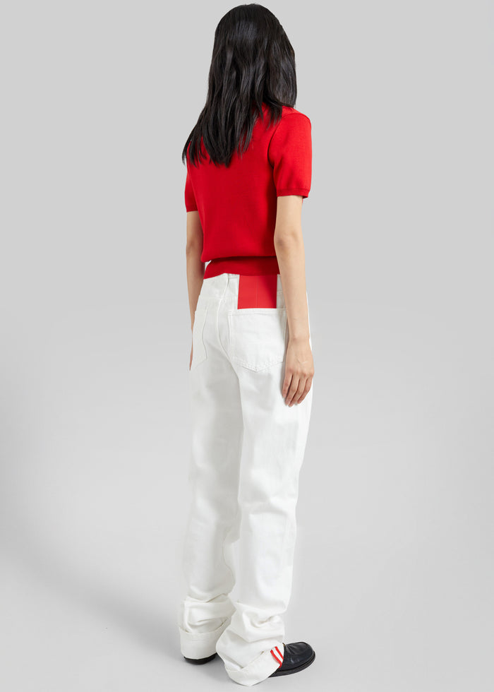 Amelot Knit Short Sleeve Cardigan - Red