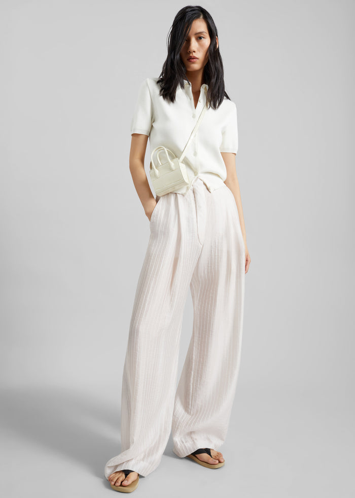 Amelot Knit Short Sleeve Cardigan - White