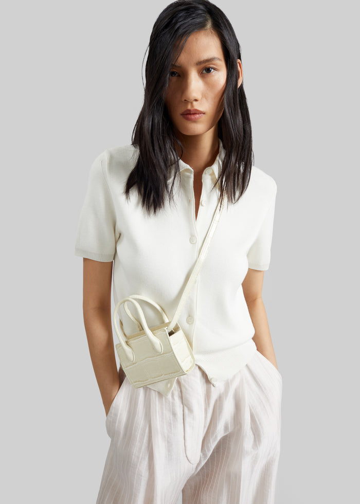Amelot Knit Short Sleeve Cardigan - White