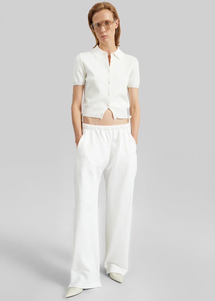 Amelot Knit Short Sleeve Cardigan - White