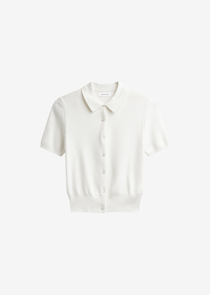 Amelot Knit Short Sleeve Cardigan - White
