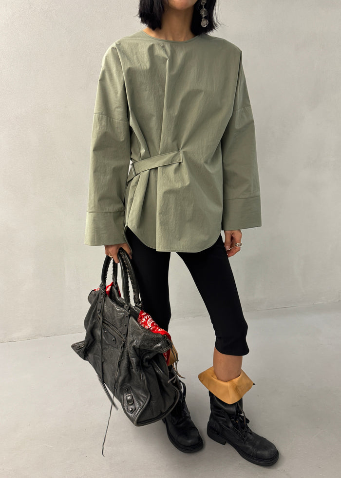 Ames Belted Top - Sage