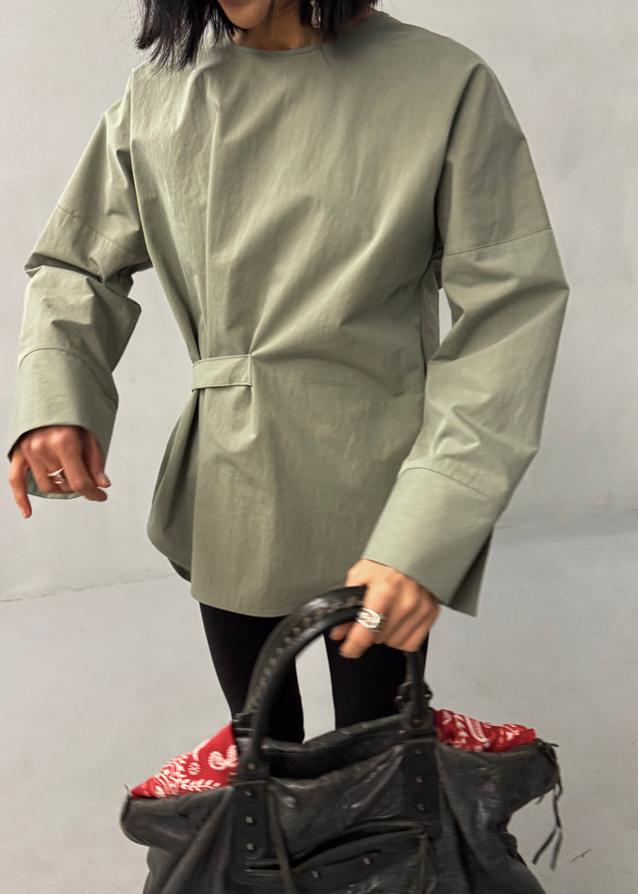 Ames Belted Top - Sage