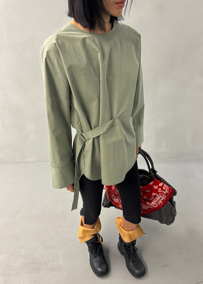 Ames Belted Top - Sage