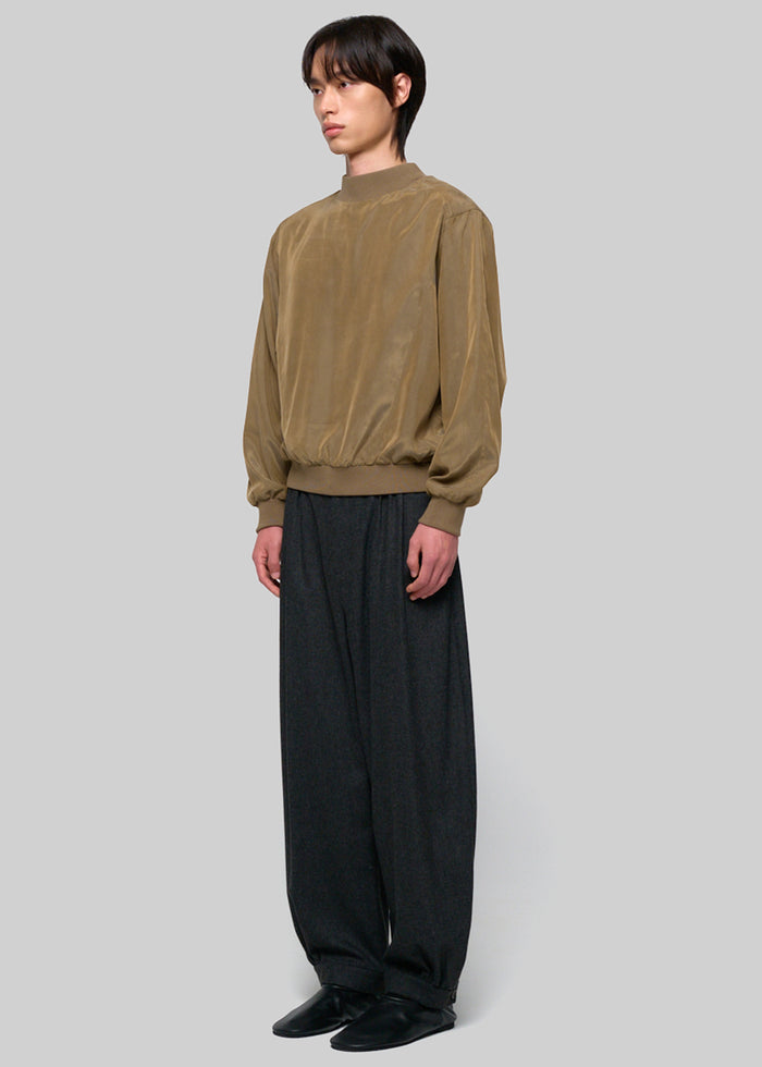 Amomento Cupro Ribbed Pullover - Khaki