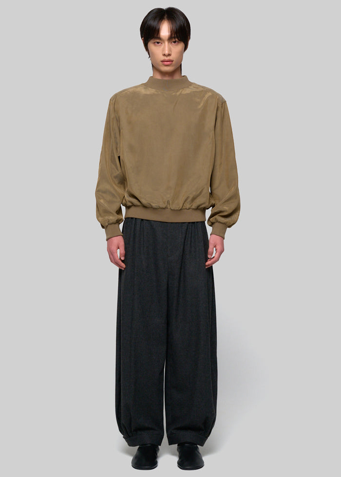 Amomento Cupro Ribbed Pullover - Khaki