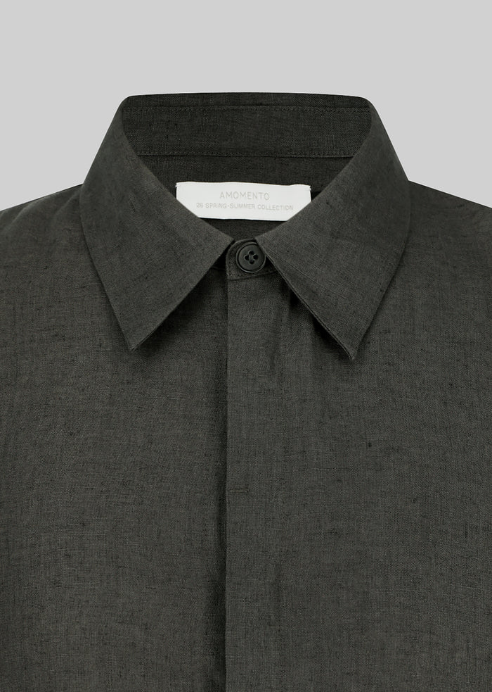 Amomento Linen Oversized Shirt - Khaki Grey
