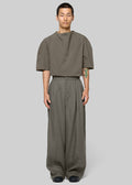 Amomento Linen Two Tuck Wide Pants - Khaki